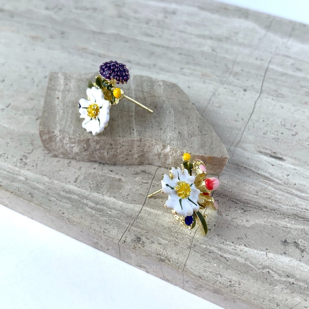 NEW~ Anthropologie Ornamental Floral Earrings - Picture 4 of 10